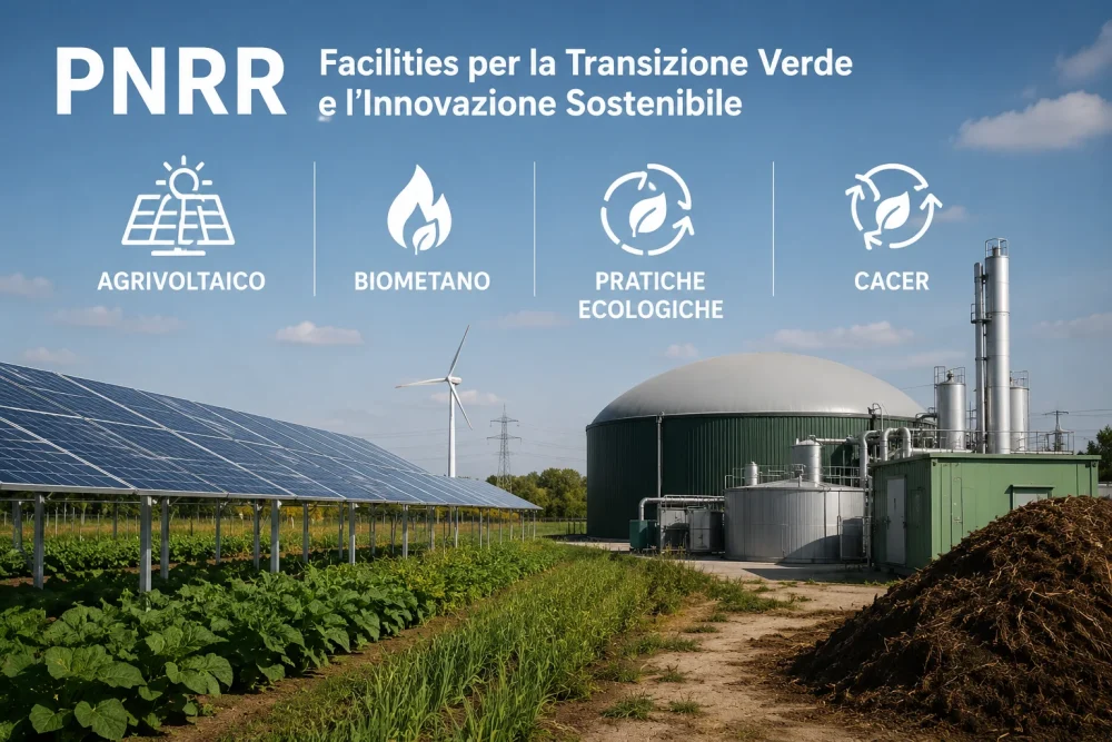 PNRR Facilities Agrivoltaico, Biometano, Pratiche ecologiche e CACER